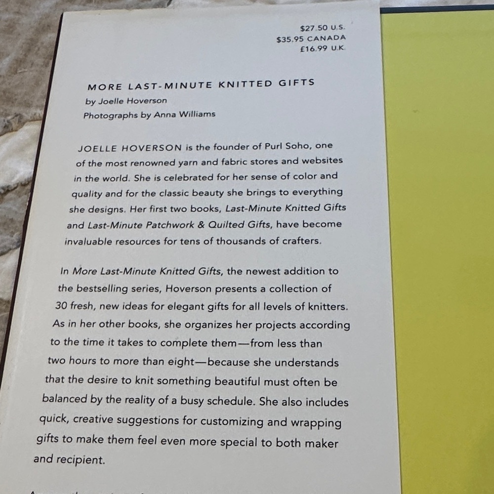 “More Last-Minute Knitted Gifts” Knitting Book Joelle Hoverson Hard Cover - Picture 2 of 6
